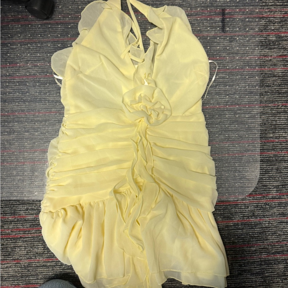 Elegant Yellow Halter Dress